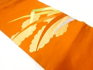 リサイクル　雲に草葉模様織り出し名古屋帯